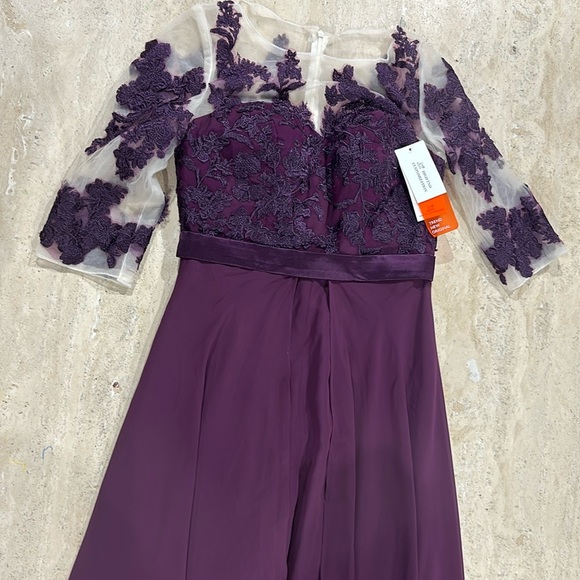 Chiffon Jumpsuits Mother of The Bride Pant Suits Lace Appliques 3/4 NWT Size 4 - Picture 5 of 10